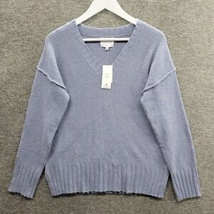 PINK Rose Soft Blue Luxe V-Neck Sweater Size Medium NWT